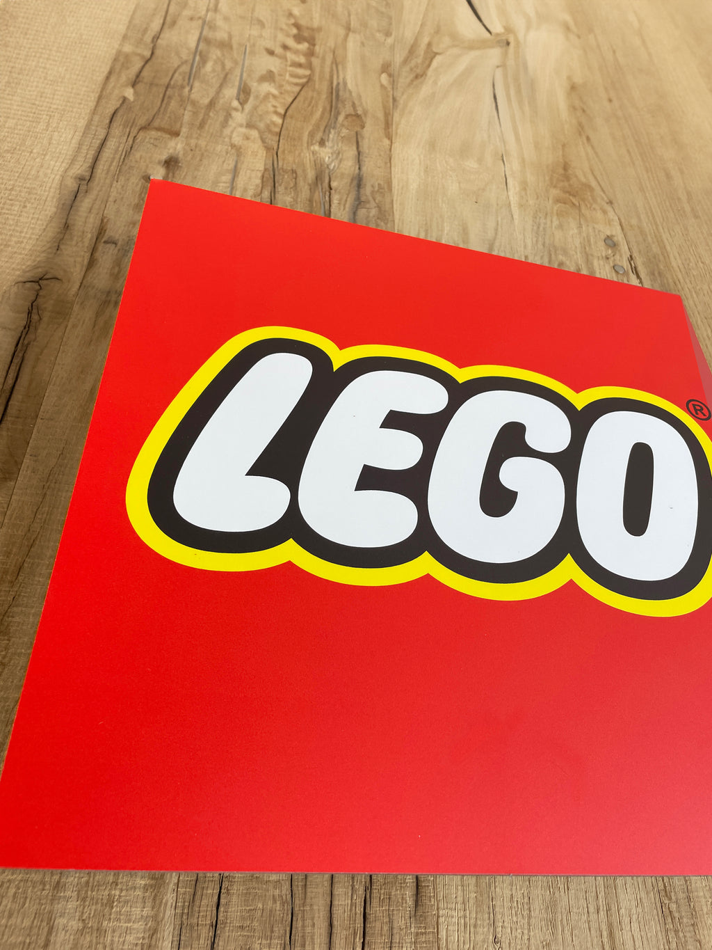 Reclamebord LEGO logo bord, aluminium, rvs look, 40X40 cm