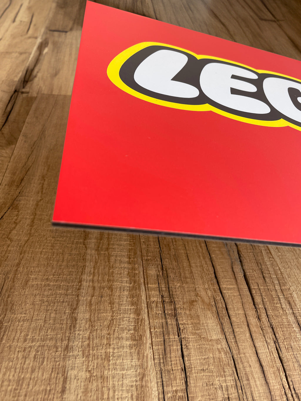 Reclamebord LEGO logo bord, aluminium, rvs look, 40X40 cm