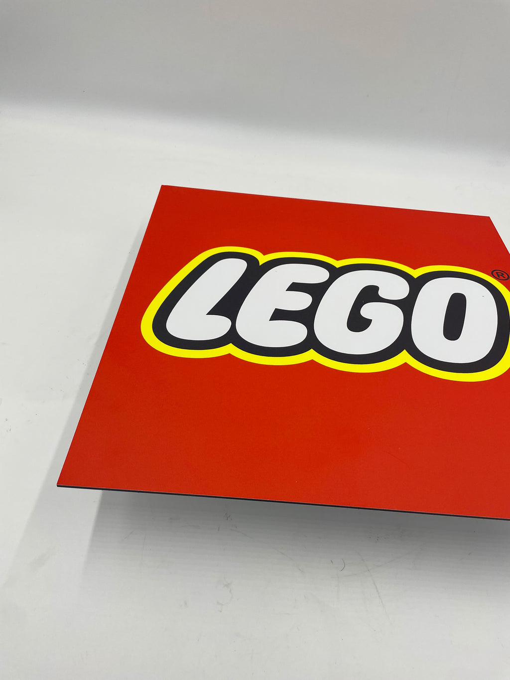 Reclamebord LEGO logo bord, aluminium, rvs look, 40X40 cm