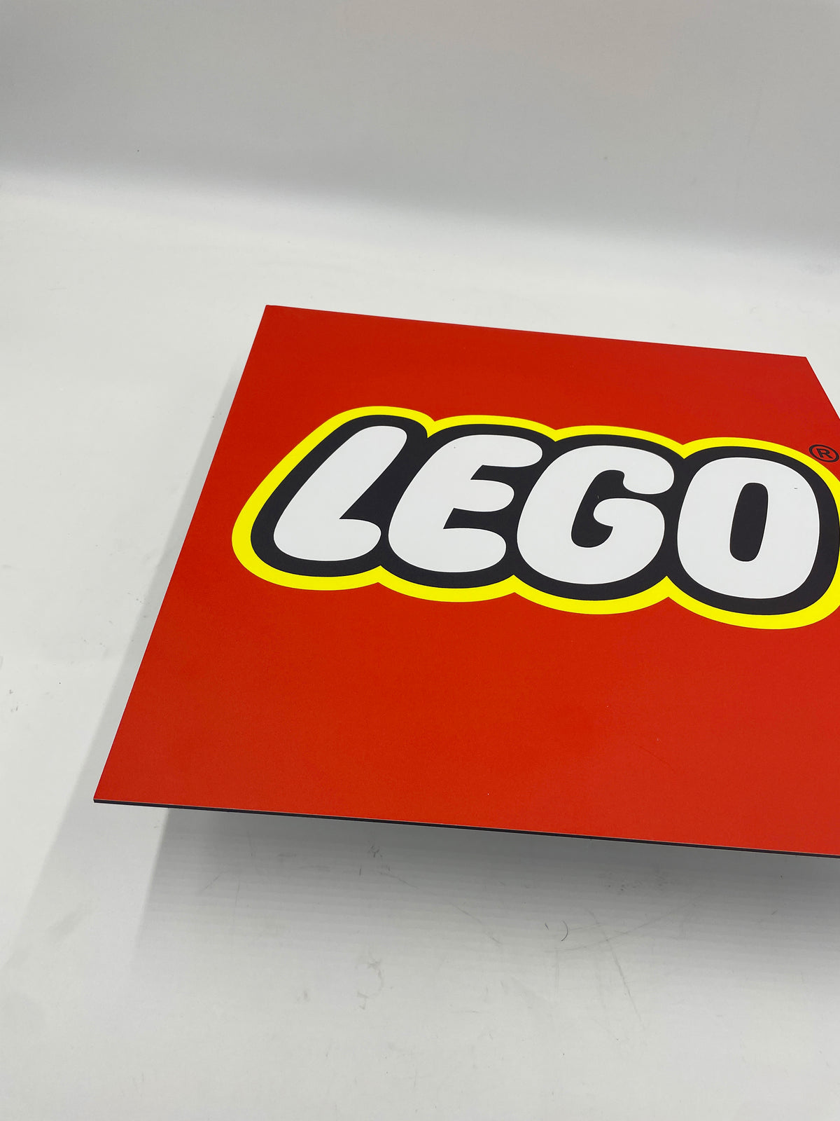 Reclamebord LEGO logo bord, aluminium, rvs look, 40X40 cm