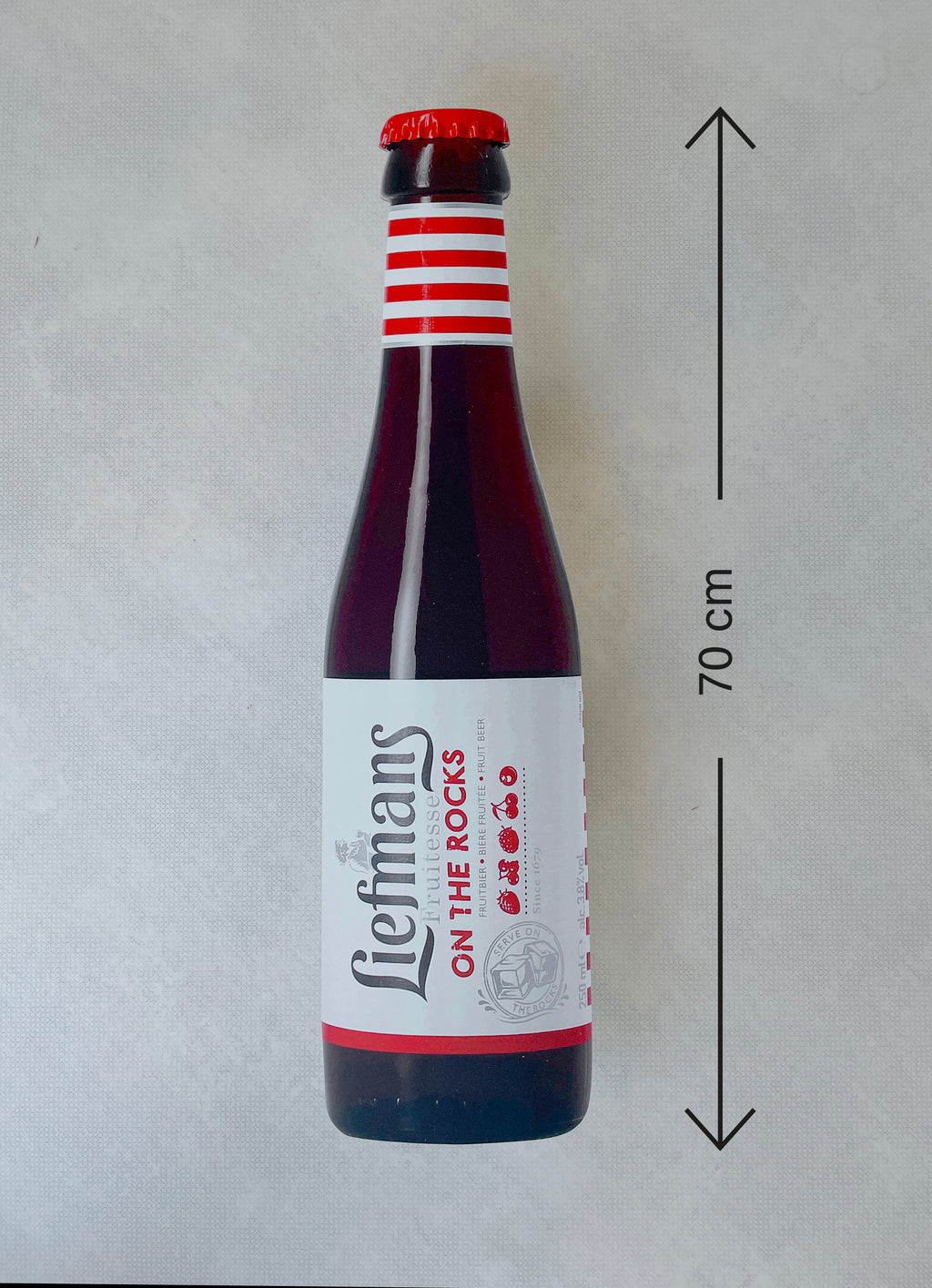 Reclamebord Liefmans bier fles groot, 17x70cm, aluminium