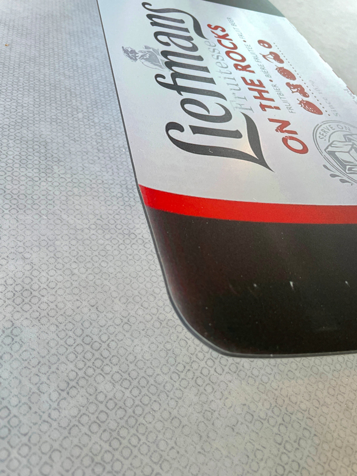 Reclamebord Liefmans bier fles groot, 17x70cm, aluminium