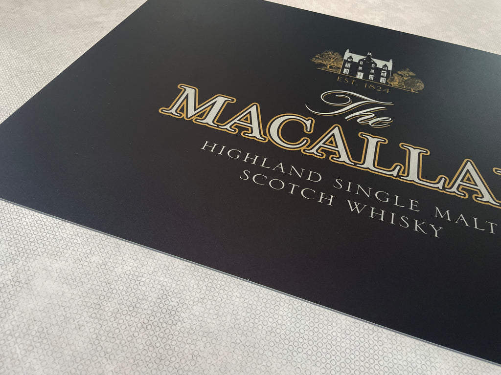 Reclamebord Macallan whisky / whiskey logo, 40x57cm alu