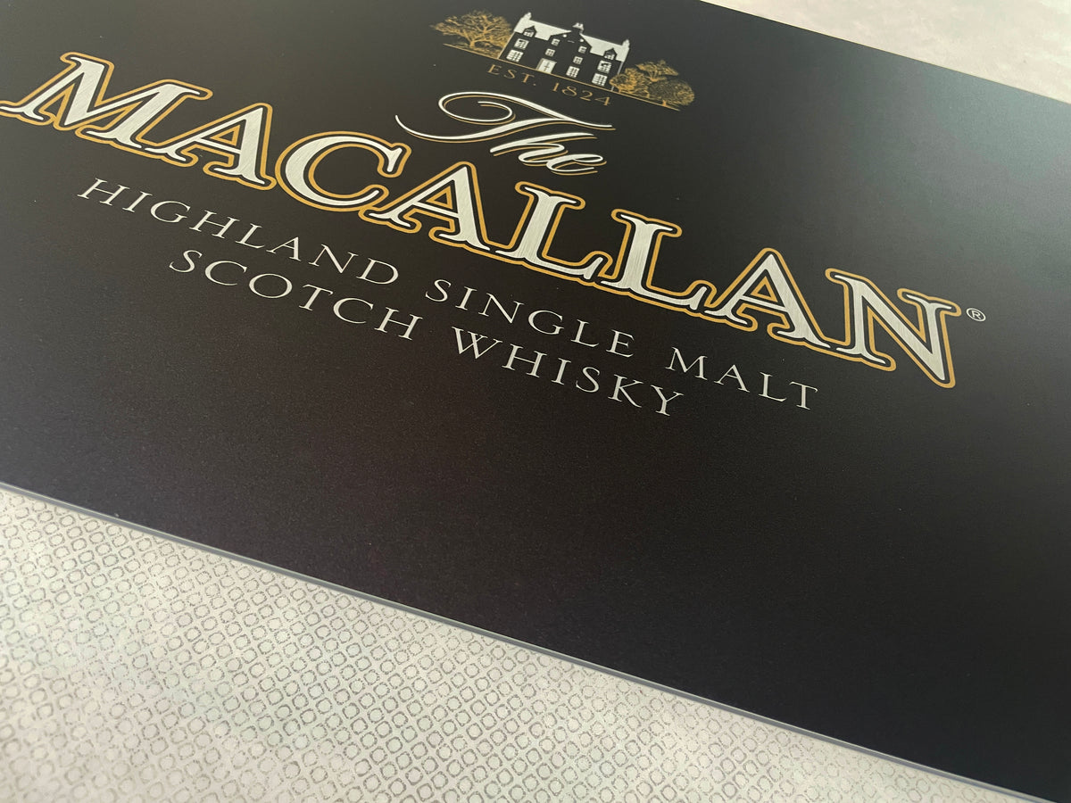 Reclamebord Macallan whisky / whiskey logo, 40x57cm alu