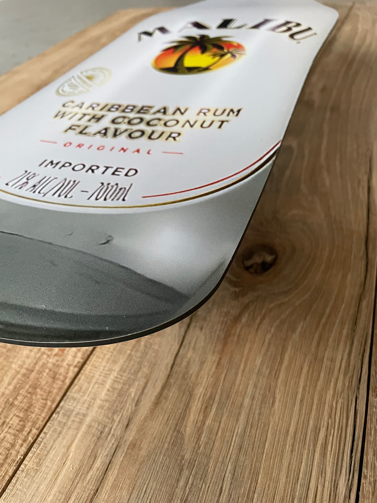 Reclamebord Malibu fles groot, 17x70cm hoog, aluminium