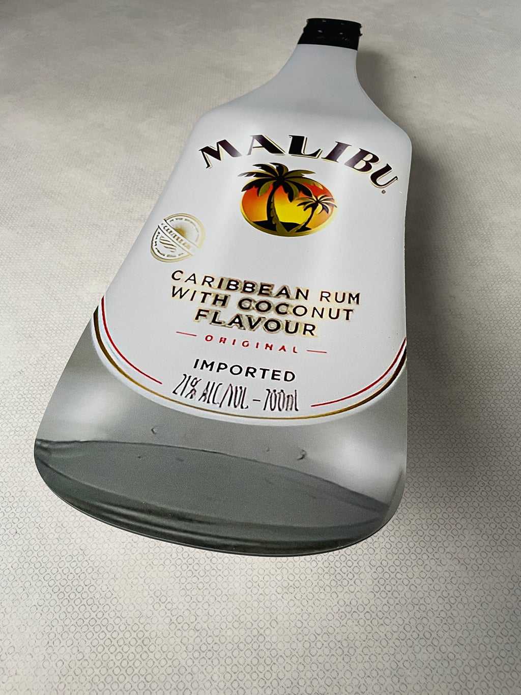 Reclamebord Malibu fles groot, 17x70cm hoog, aluminium
