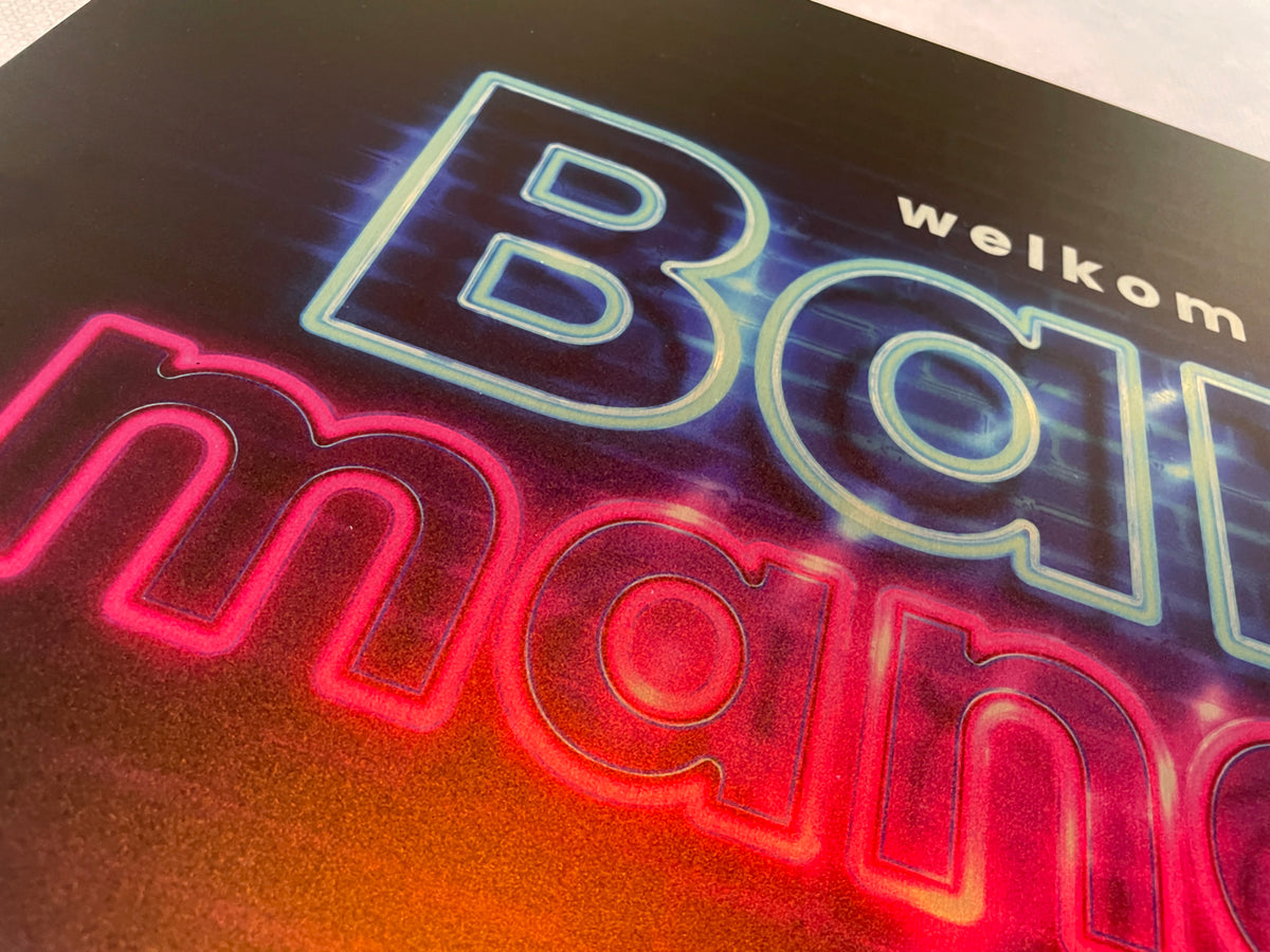 Reclamebord Mancave Neon met eigen naam, bedrukt neontekst