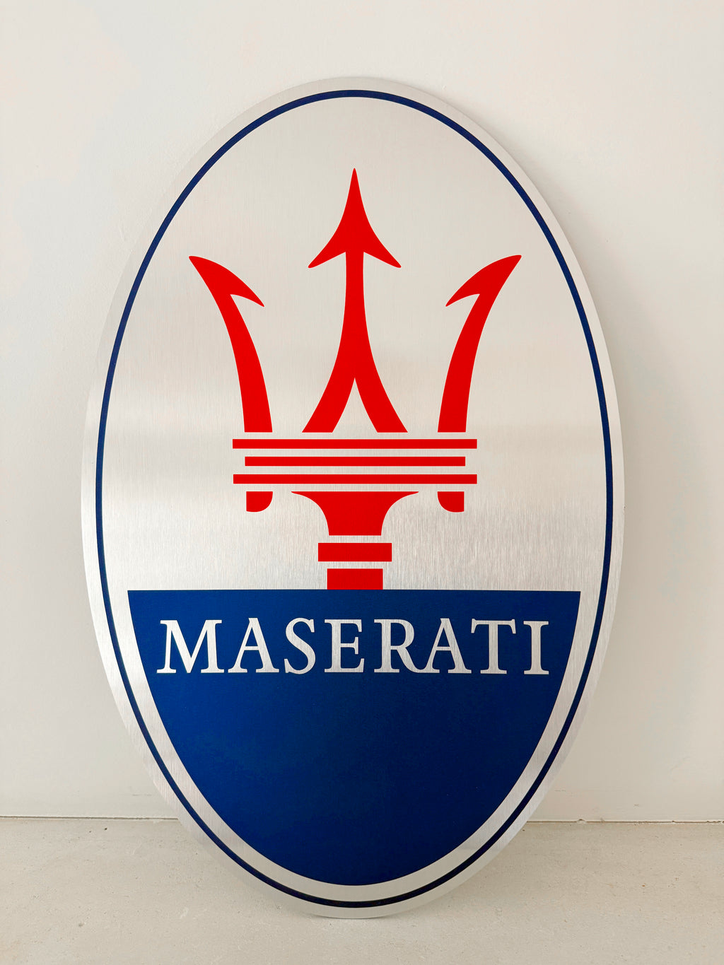 Reclamebord Maserati logo kleur,aluminium, 40x57 cm