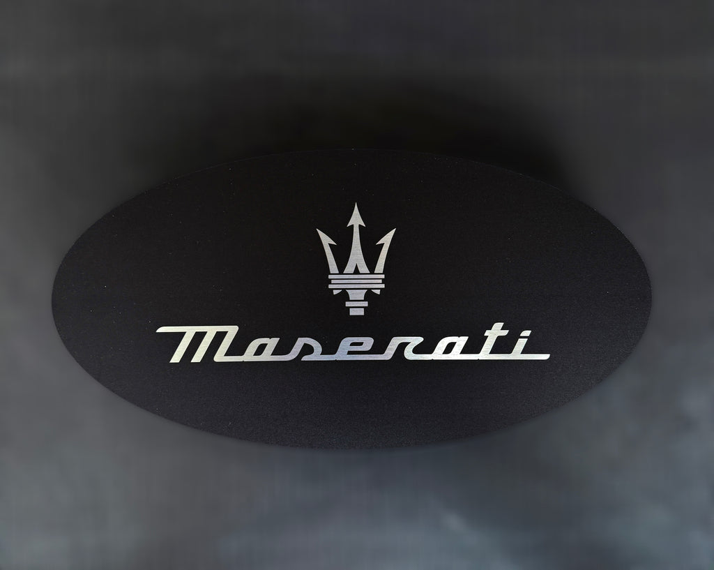 Reclamebord Maserati logo zwart,aluminium, 40x57 cm