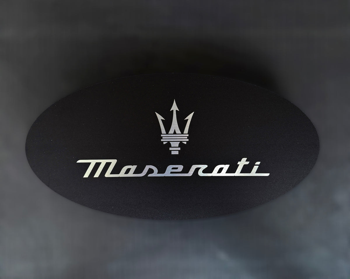Reclamebord Maserati logo zwart,aluminium, 40x57 cm