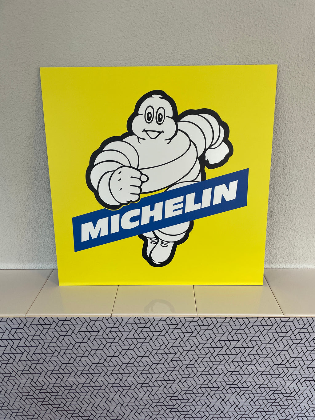 Reclamebord Michelin logo, aluminium, rvs look,v40x40 cm