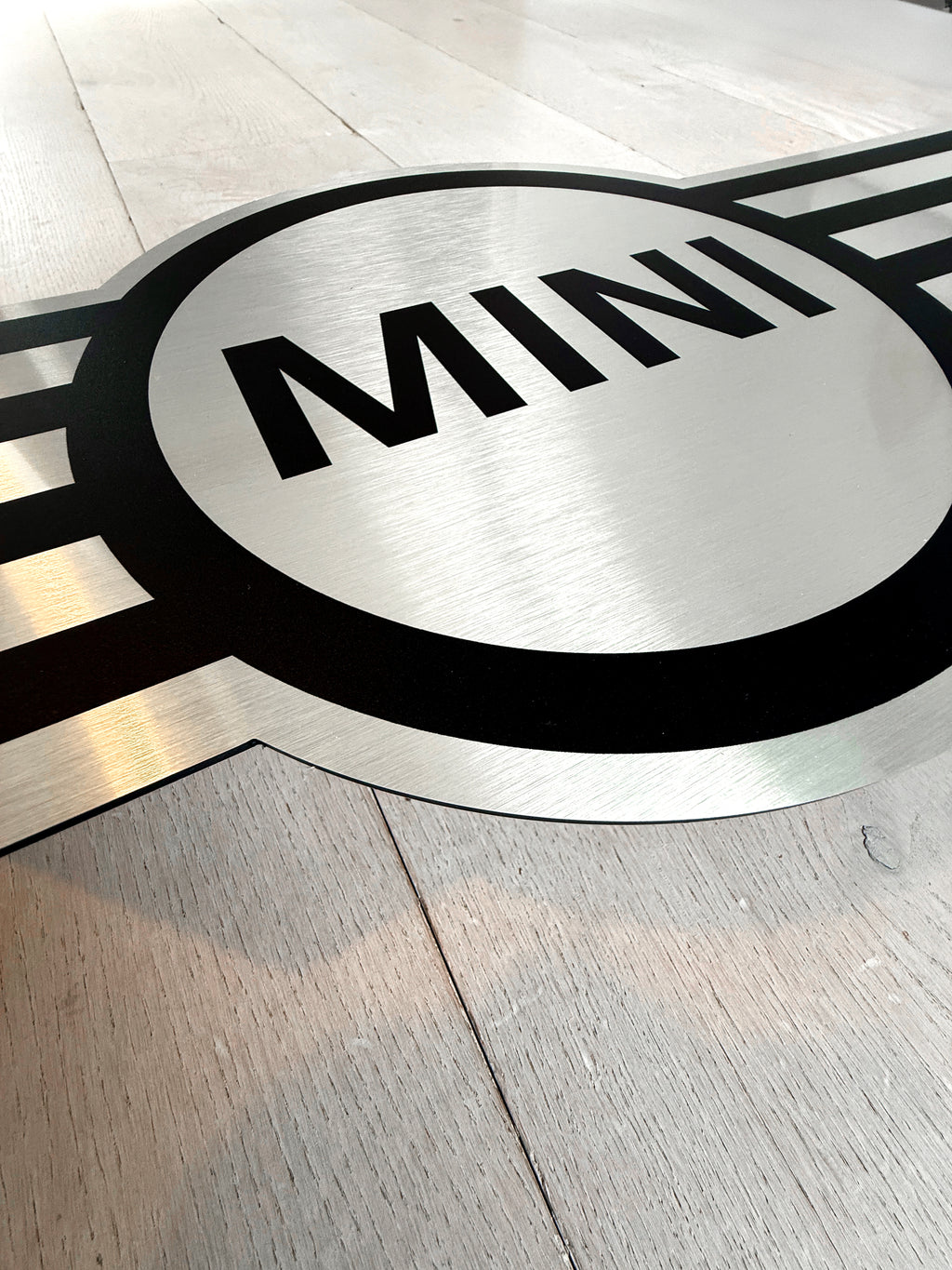 Reclamebord MINI logo embleem 40x40cm aluminium
