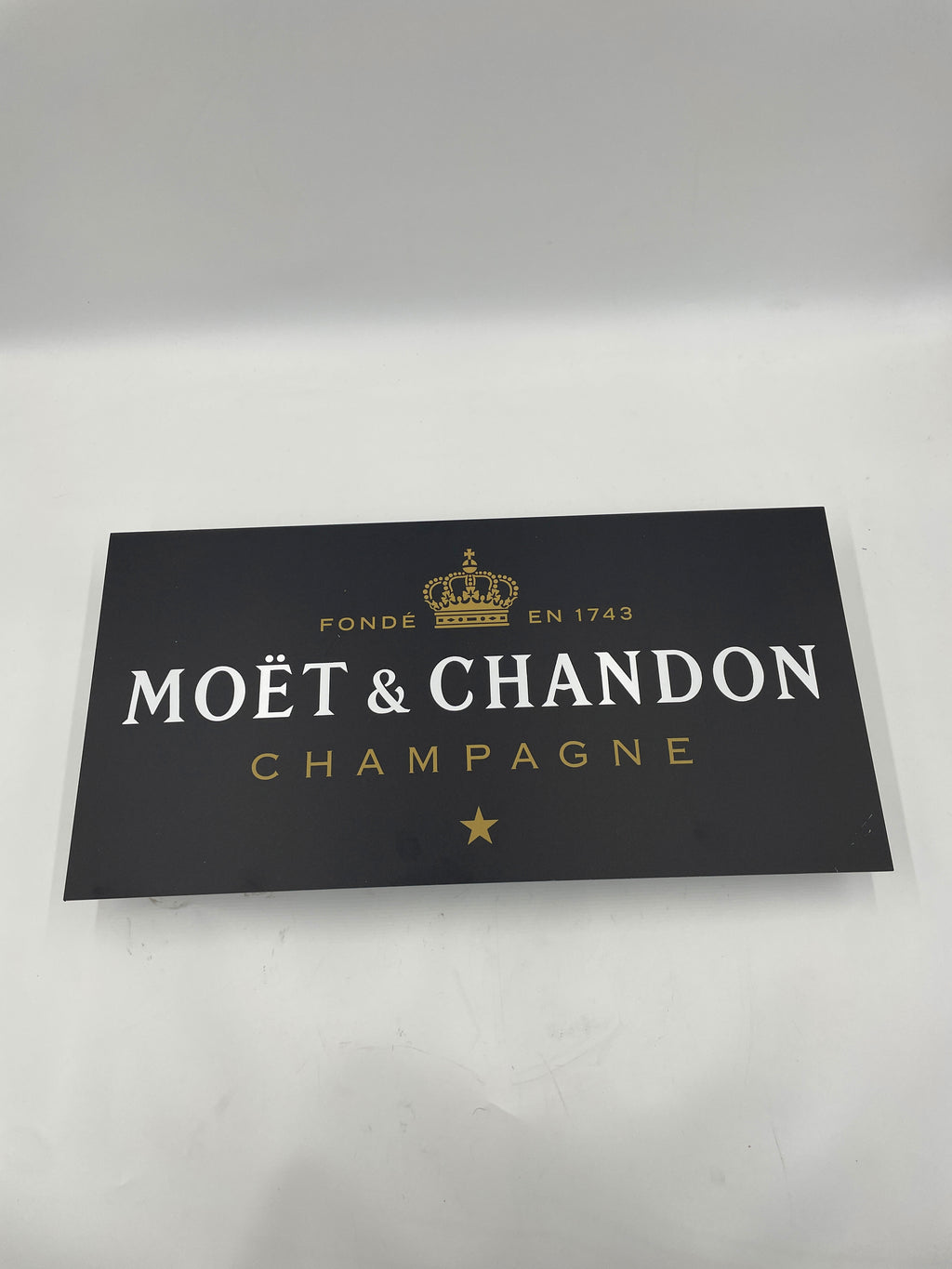 Reclamebord Moët & Chandon Champagne logo, aluminium, 59x29 cm