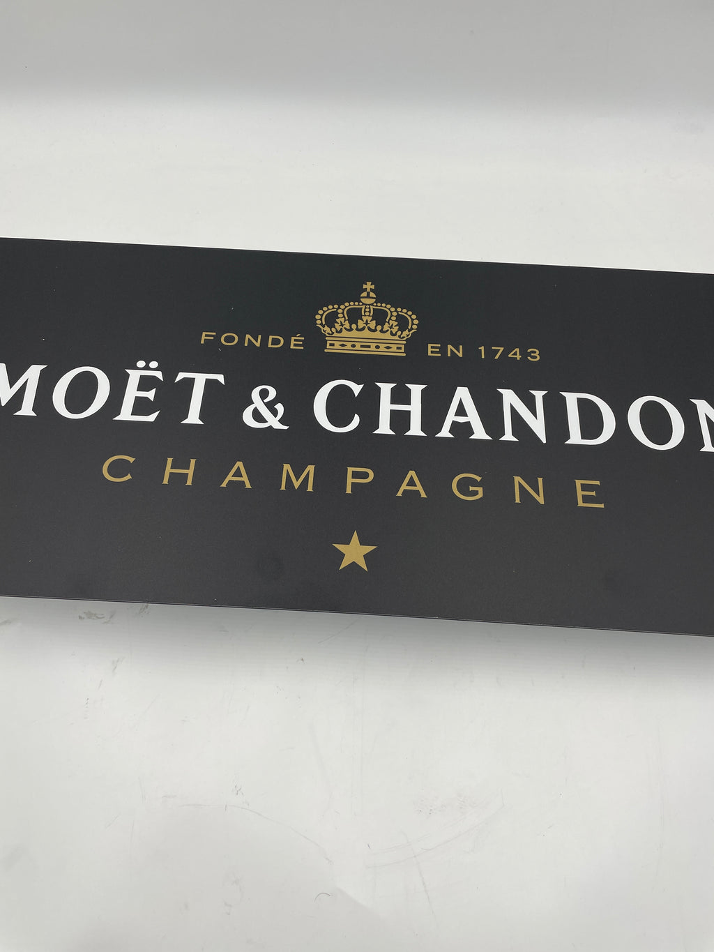Reclamebord Moët & Chandon Champagne logo, aluminium, 59x29 cm