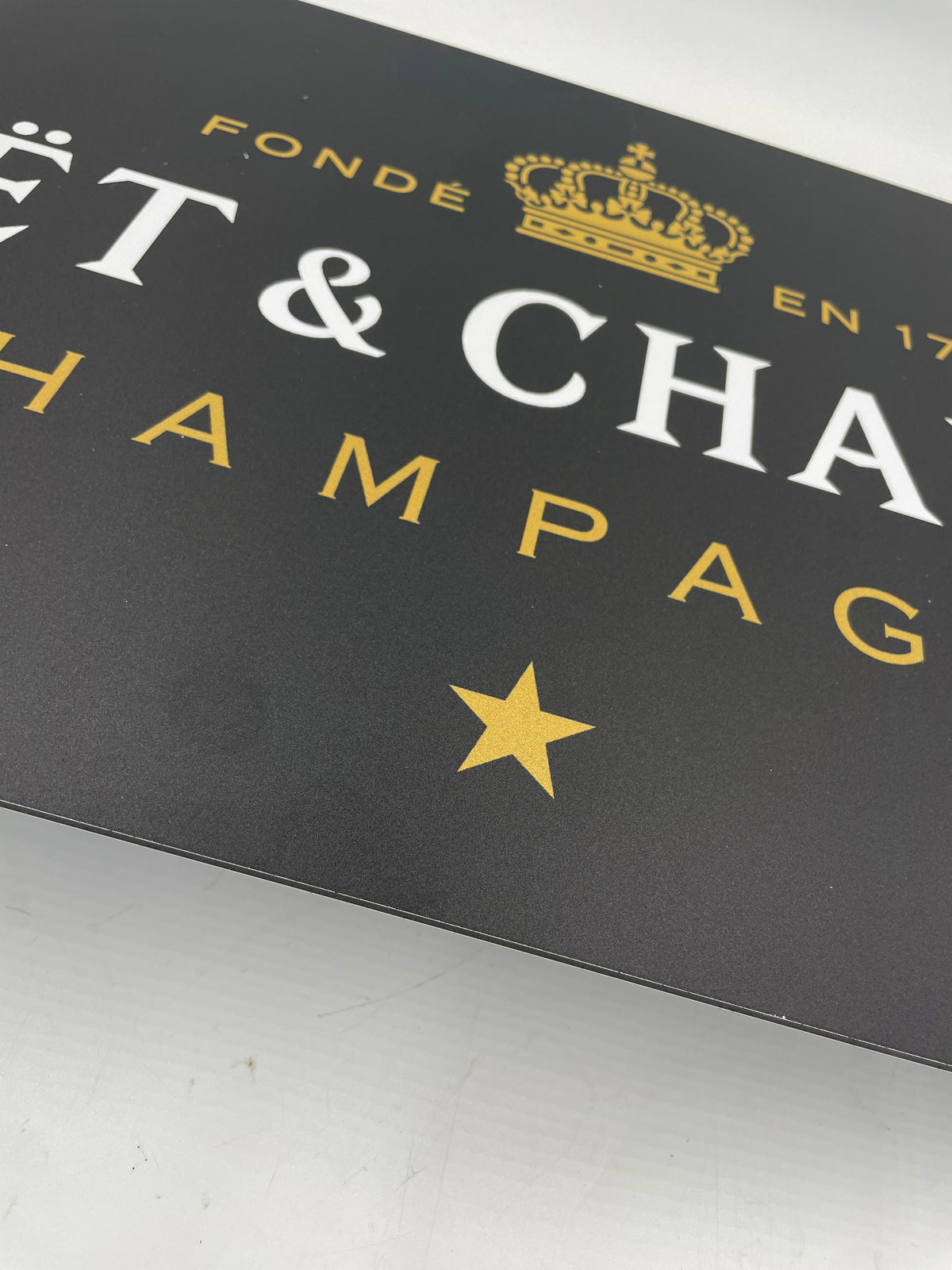Reclamebord Moët & Chandon Champagne logo, aluminium, 59x29 cm