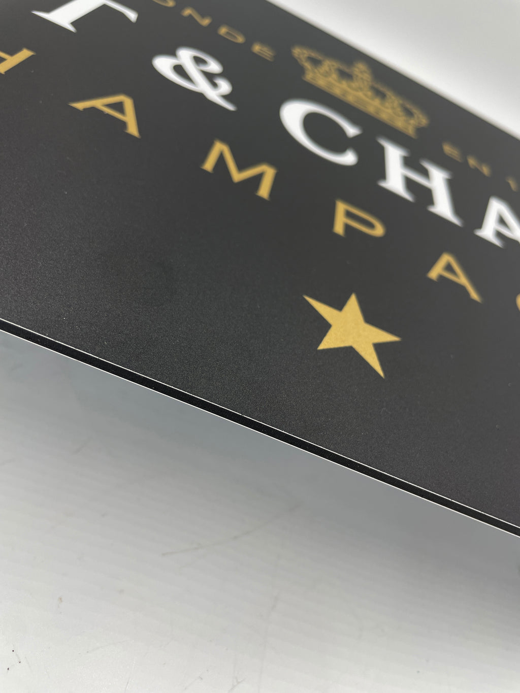 Reclamebord Moët & Chandon Champagne logo, aluminium, 59x29 cm