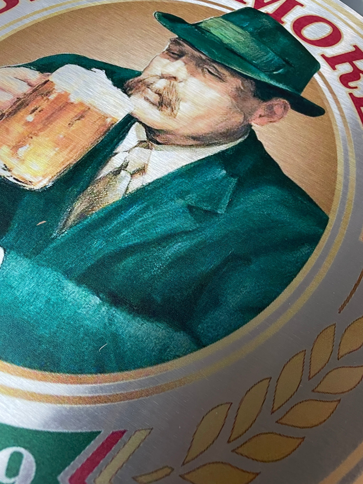Reclamebord Birra Moretti bier aluminium, afmeting 40x45cm