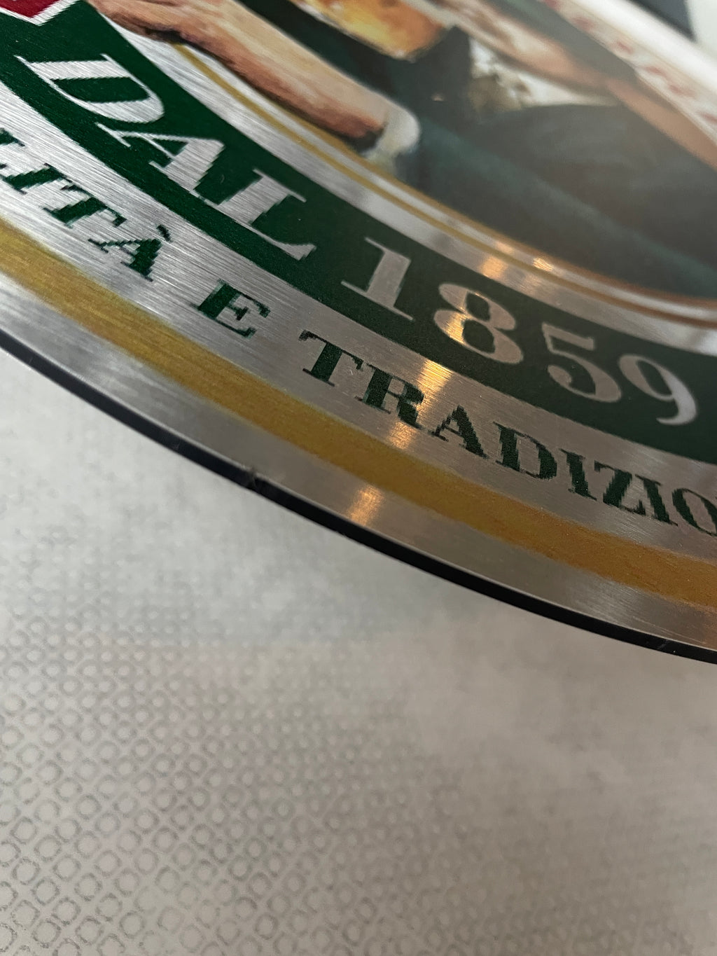 Reclamebord Birra Moretti bier aluminium, afmeting 40x45cm