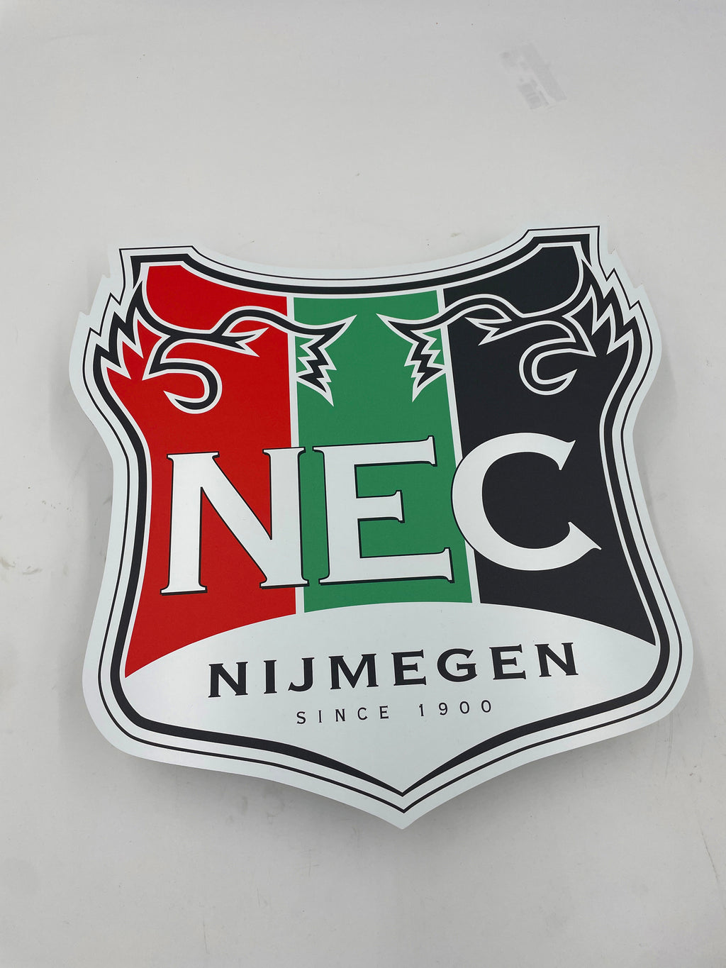 Reclamebord N.E.C. voetbalclub wit logo, alu, 40 x 40cm