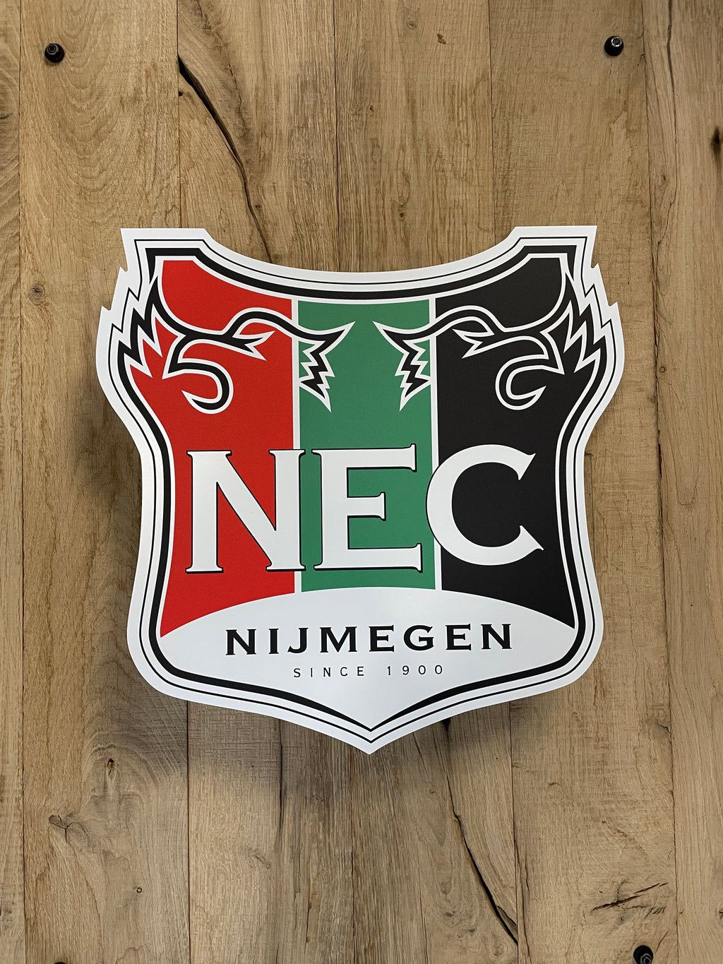 Reclamebord N.E.C. voetbalclub wit logo, alu, 40 x 40cm