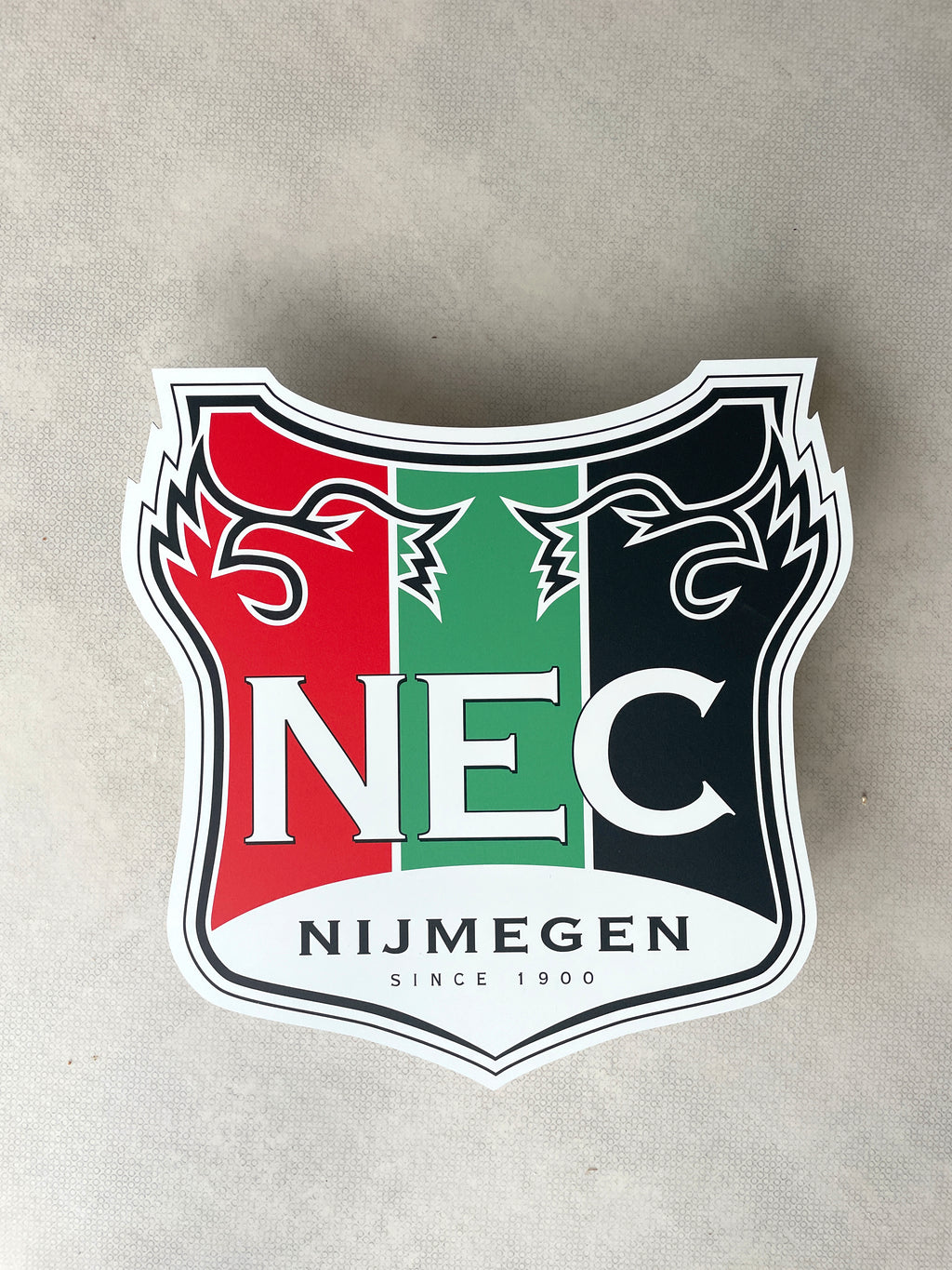 Reclamebord N.E.C. voetbalclub wit logo, alu, 40 x 40cm
