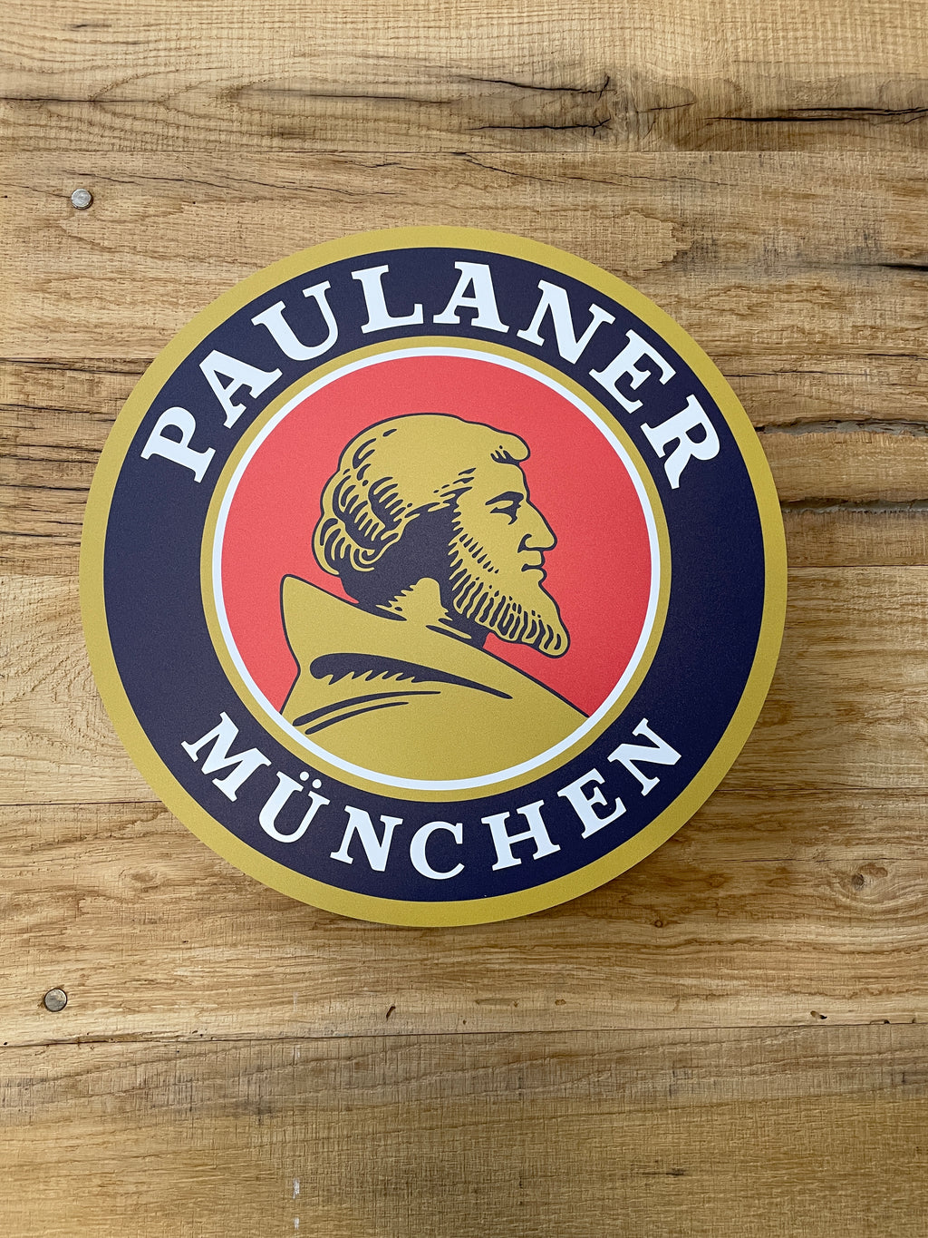 Reclamebord Paulaner logo groot, aluminium, 40x40 cm