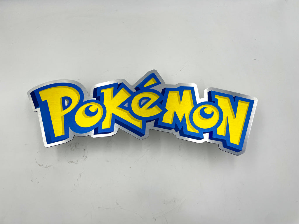 Reclamebord Pokémon logo bord, aluminium, rvs look, 57x23 cm