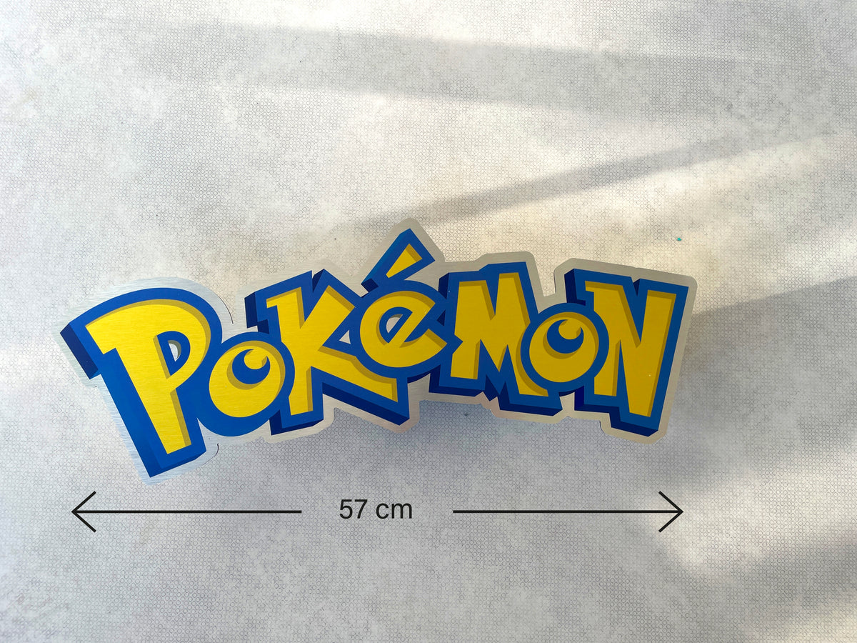 Reclamebord Pokémon logo bord, aluminium, rvs look, 57x23 cm