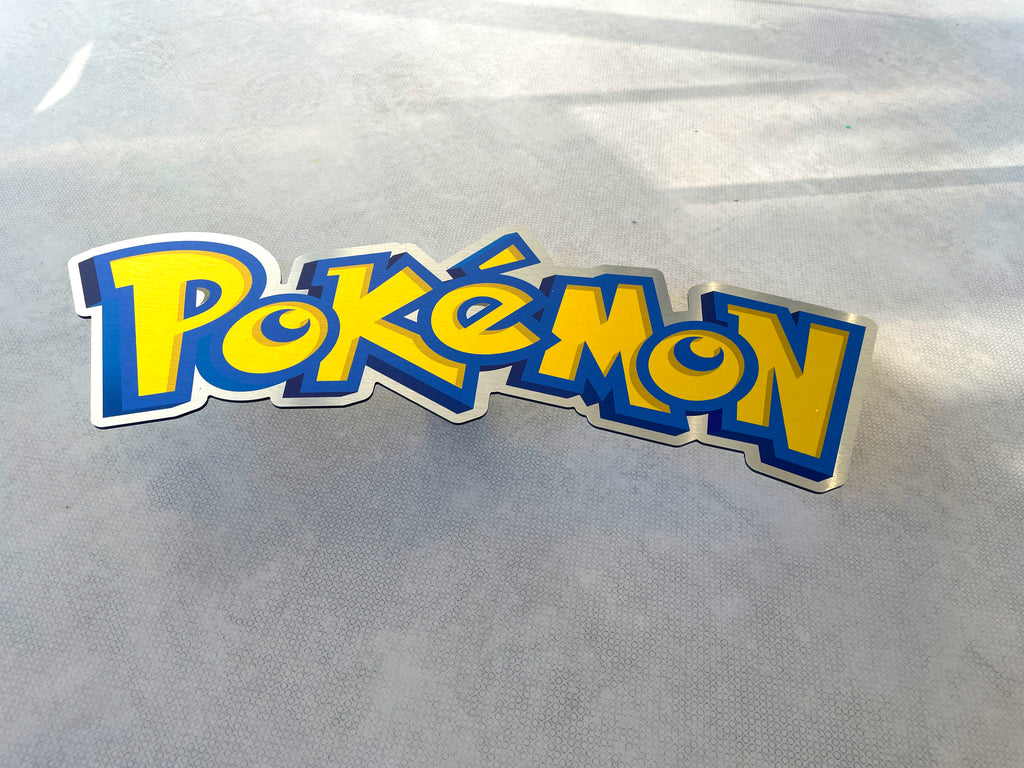 Reclamebord Pokémon logo bord, aluminium, rvs look, 57x23 cm