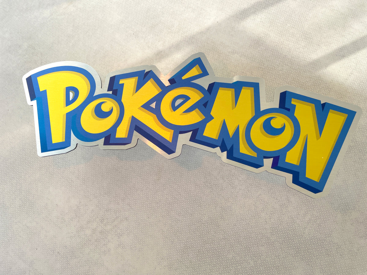 Reclamebord Pokémon logo bord, aluminium, rvs look, 57x23 cm