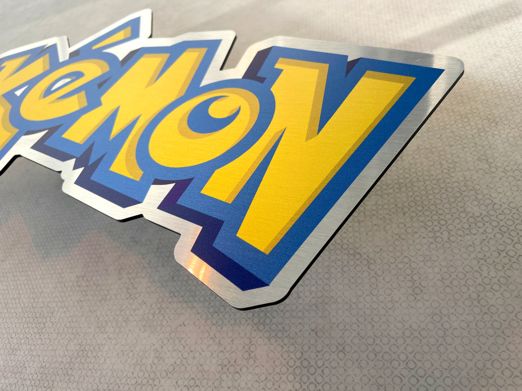Reclamebord Pokémon logo bord, aluminium, rvs look, 57x23 cm