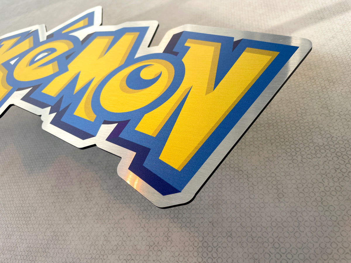Reclamebord Pokémon logo bord, aluminium, rvs look, 57x23 cm