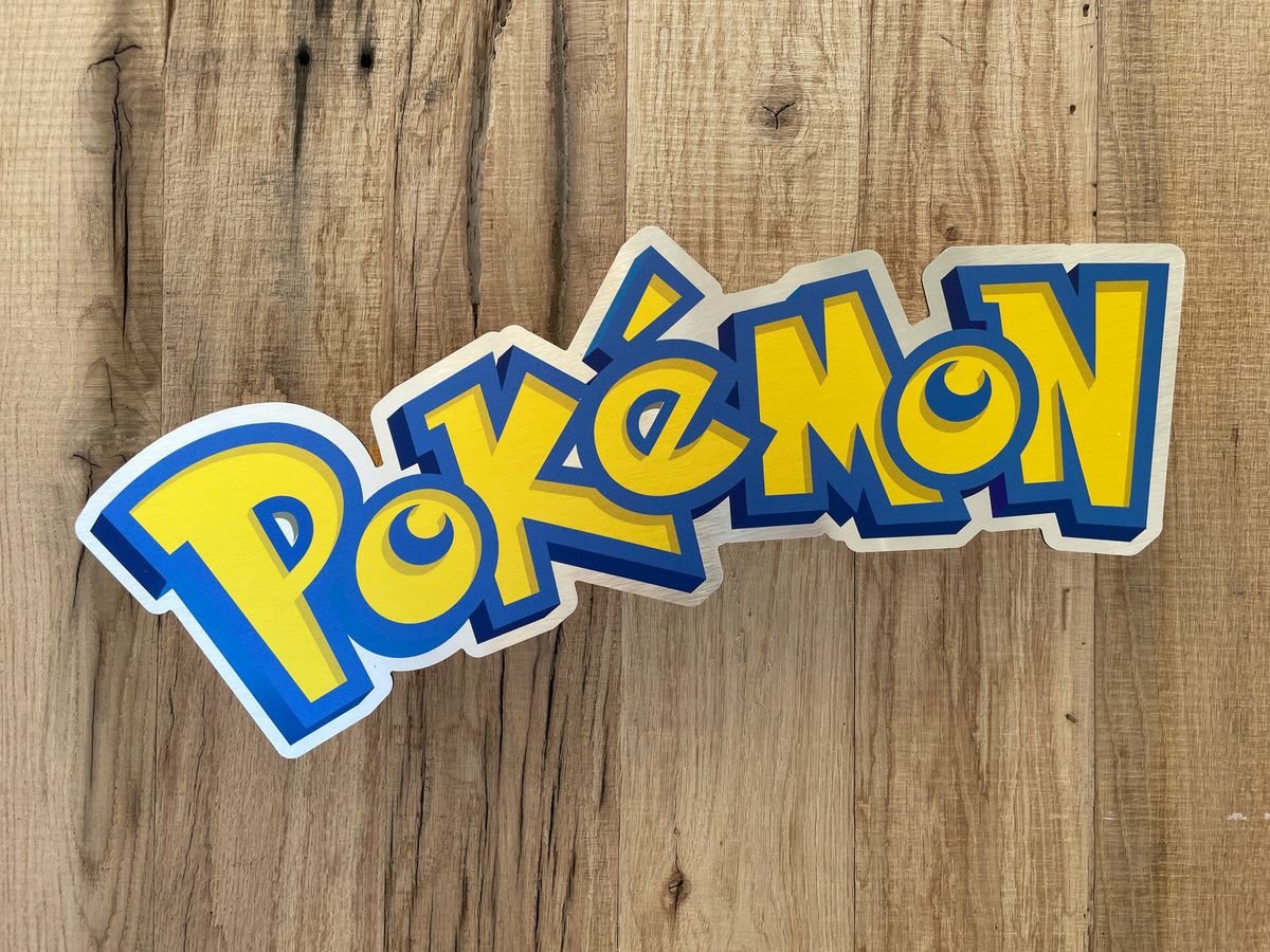 Reclamebord Pokémon logo bord, aluminium, rvs look, 57x23 cm