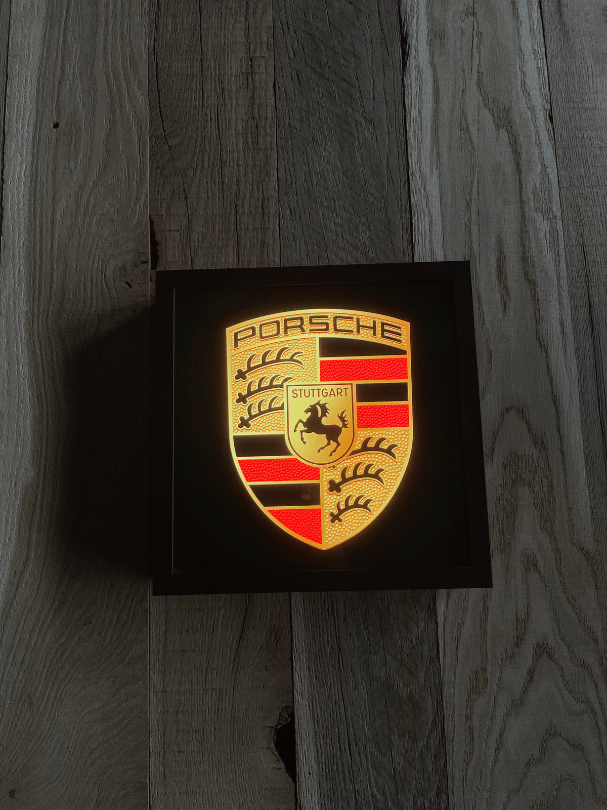 Lichtbak Porsche logo embleem reclamebord, 50X50cm, verlicht