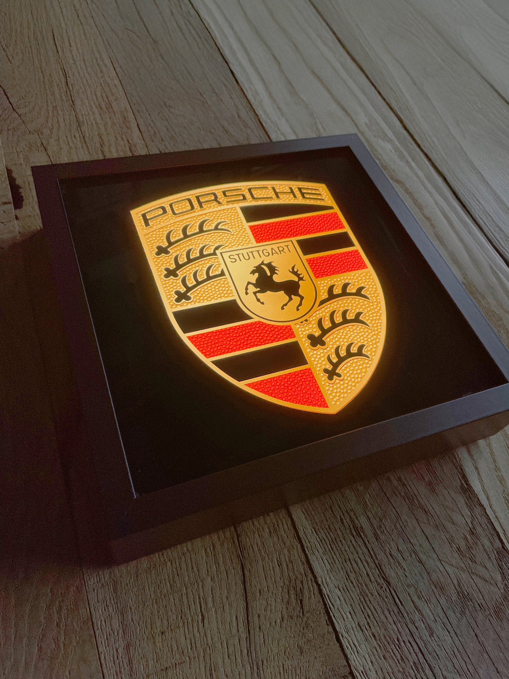 Lichtbak Porsche logo embleem reclamebord, 50X50cm, verlicht