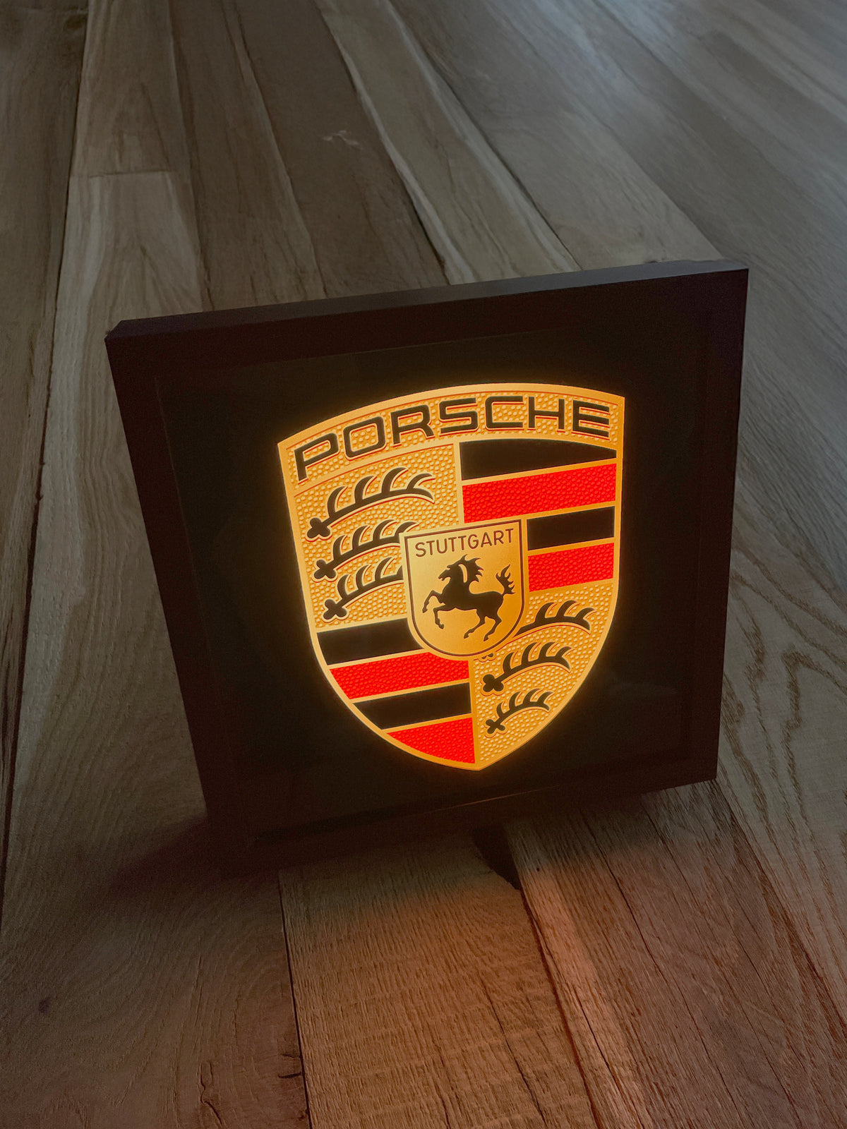 Lichtbak Porsche logo embleem reclamebord, 50X50cm, verlicht