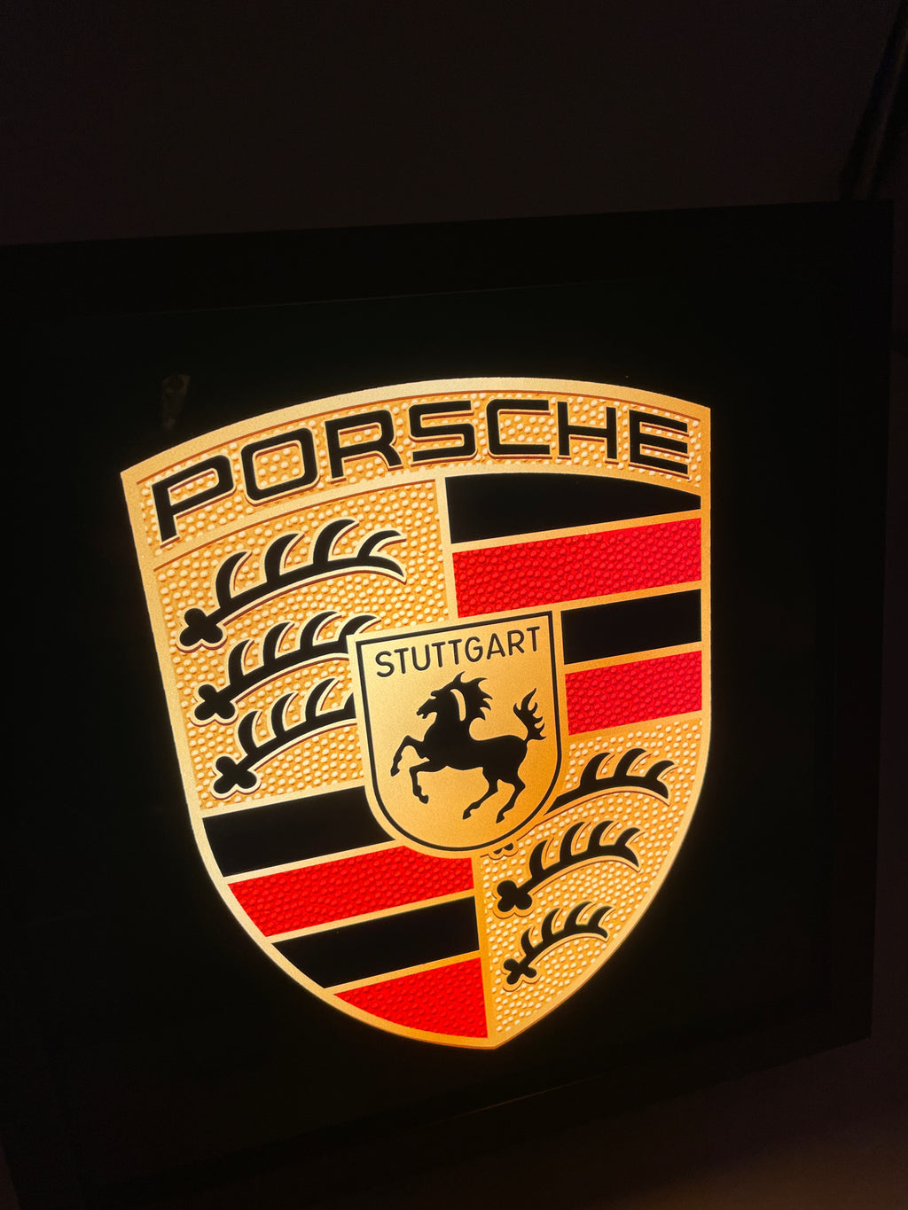 Lichtbak Porsche logo embleem reclamebord, 50X50cm, verlicht