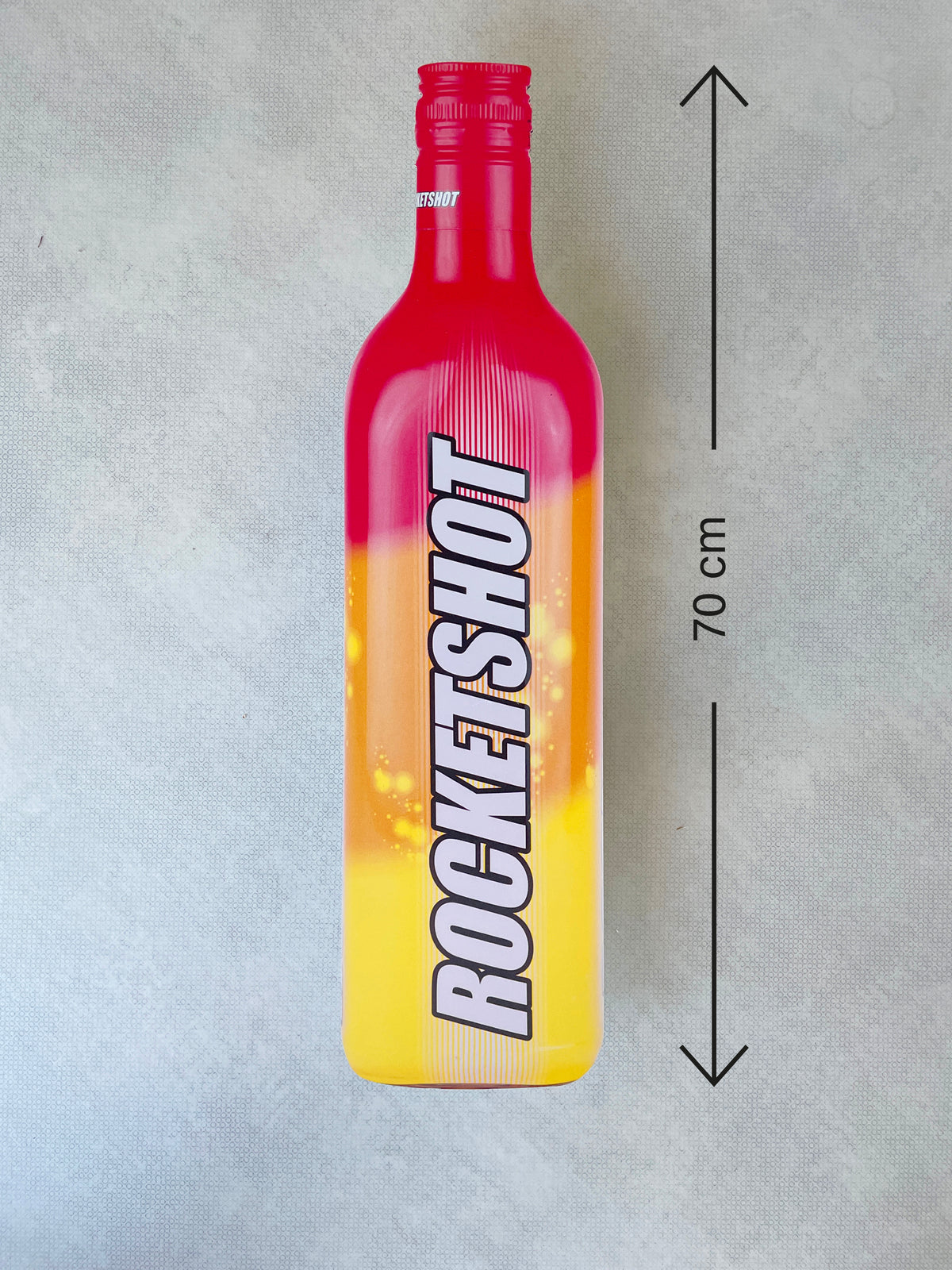 Reclamebord Rocketshot fles groot, 17x70cm hoog, aluminium