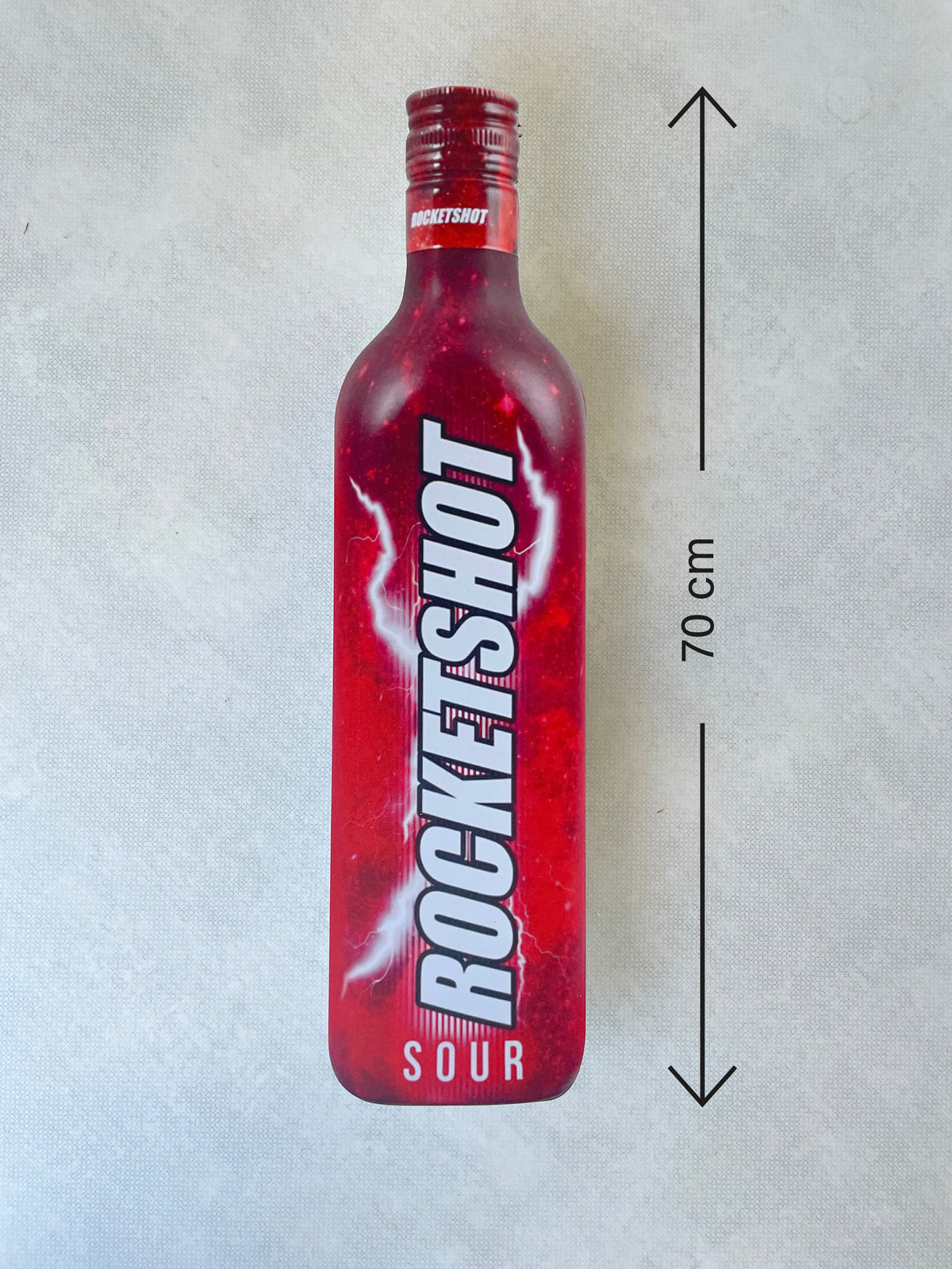 Reclamebord Rocketshot sour fles groot, 17x70cm, aluminium