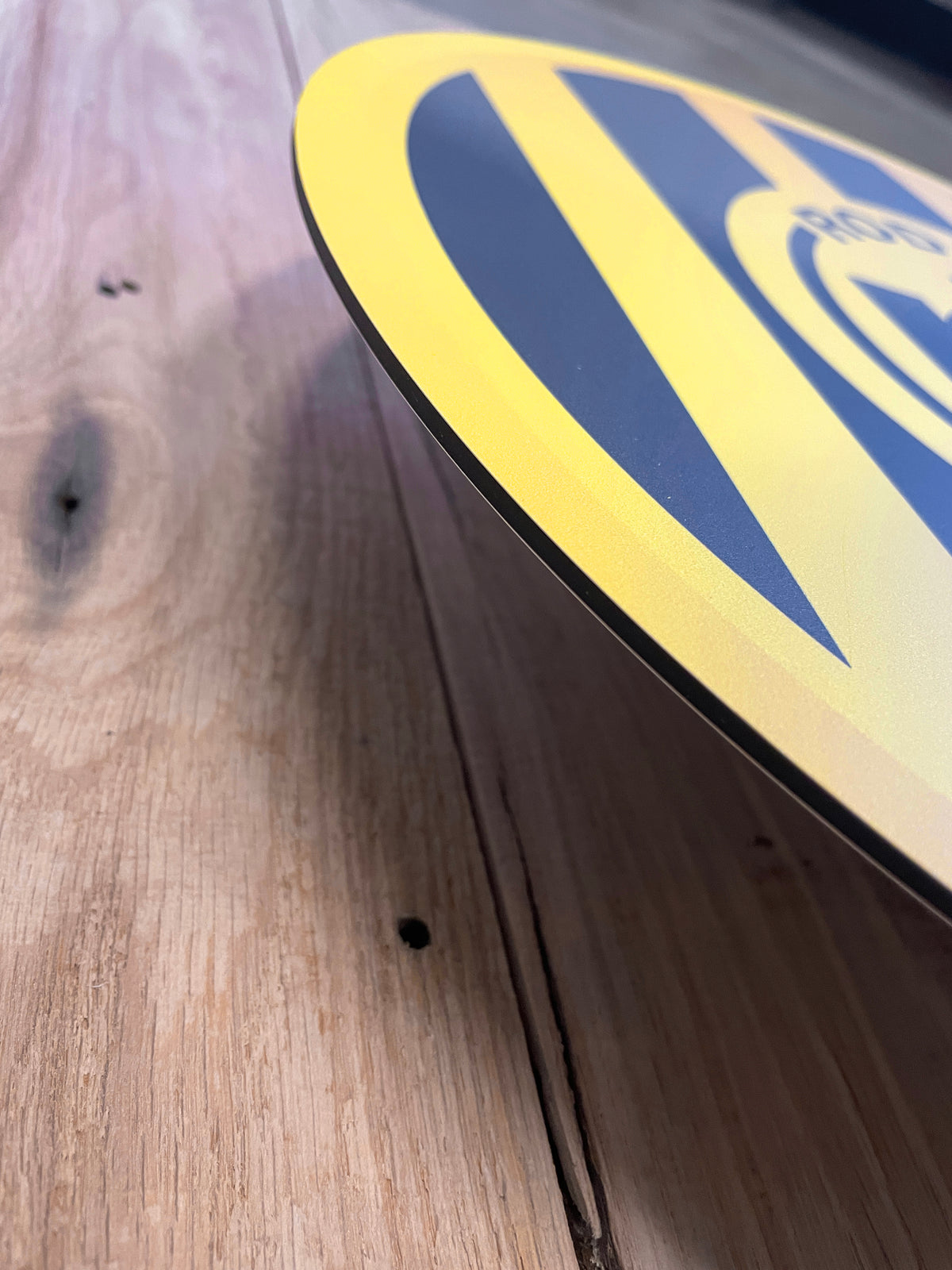 Reclamebord Roda JC voetbalclub logo, alu, 3mm dik, 40x40cm