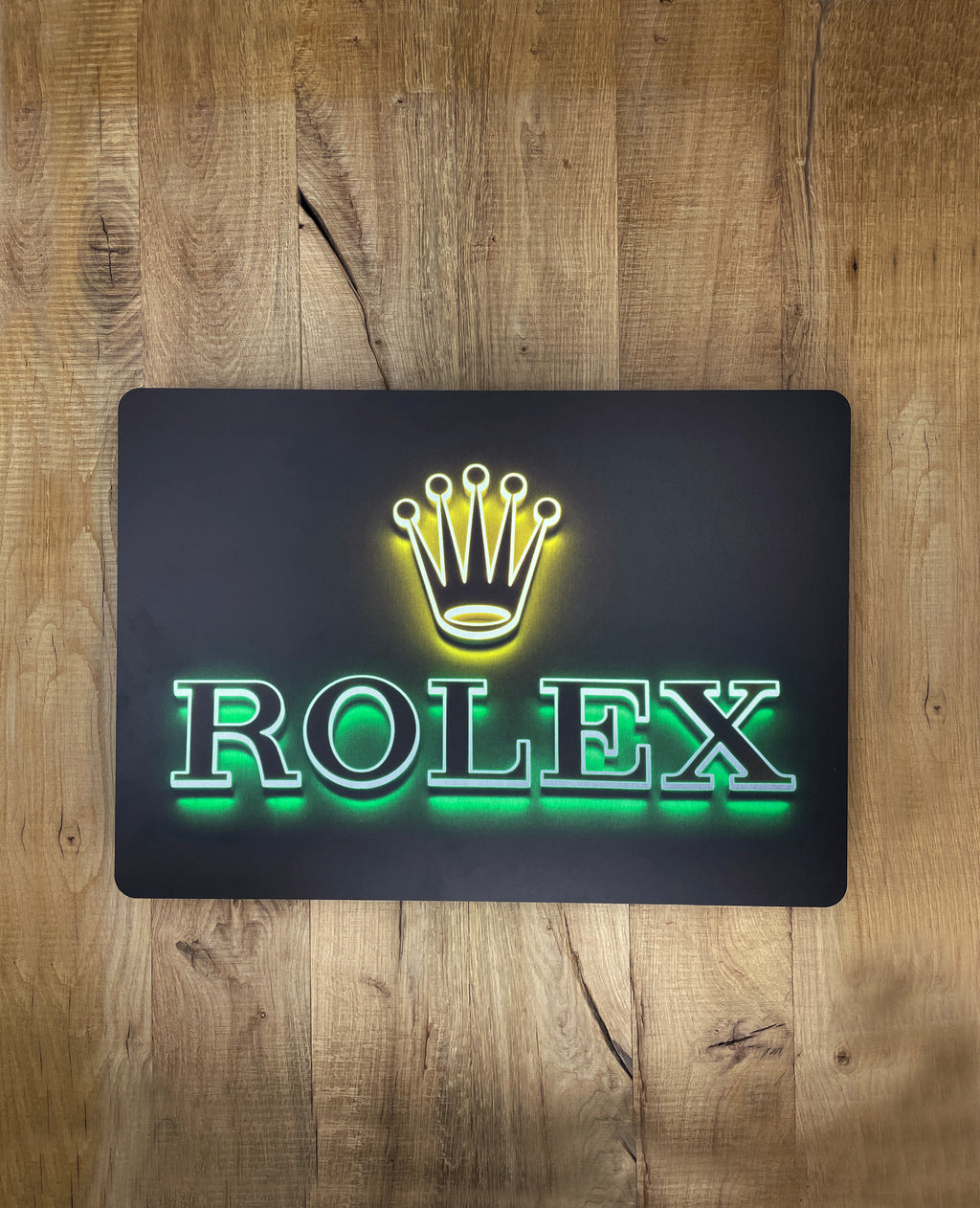 Reclamebord Rolex glans logo groen, aluminium, 40x57 cm