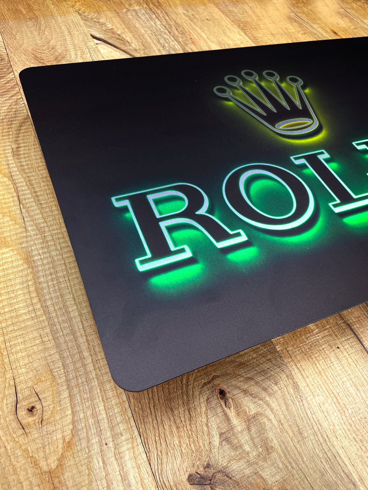 Reclamebord Rolex glans logo groen, aluminium, 40x57 cm