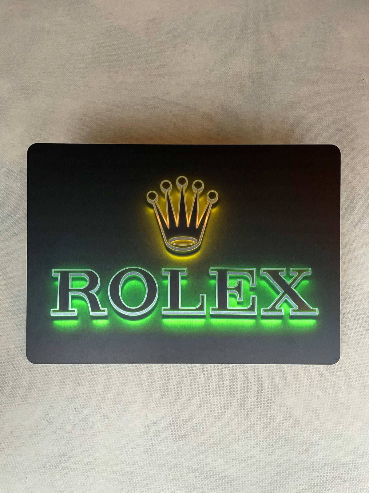 Reclamebord Rolex glans logo groen, aluminium, 40x57 cm