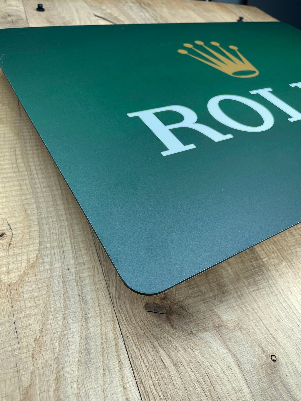 Reclamebord Rolex strak logo groen, aluminium, 40x57 cm
