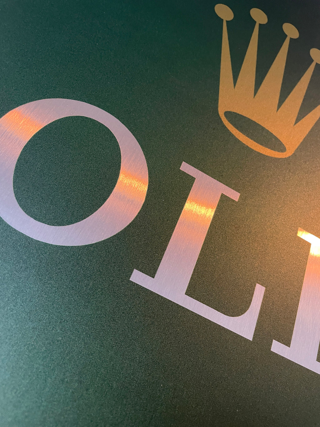 Reclamebord Rolex strak logo groen, aluminium, 40x57 cm
