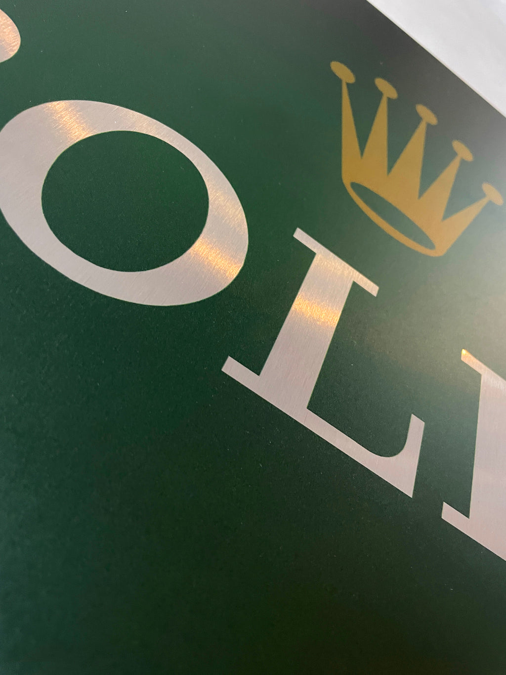 Reclamebord Rolex strak logo groen, aluminium, 40x57 cm