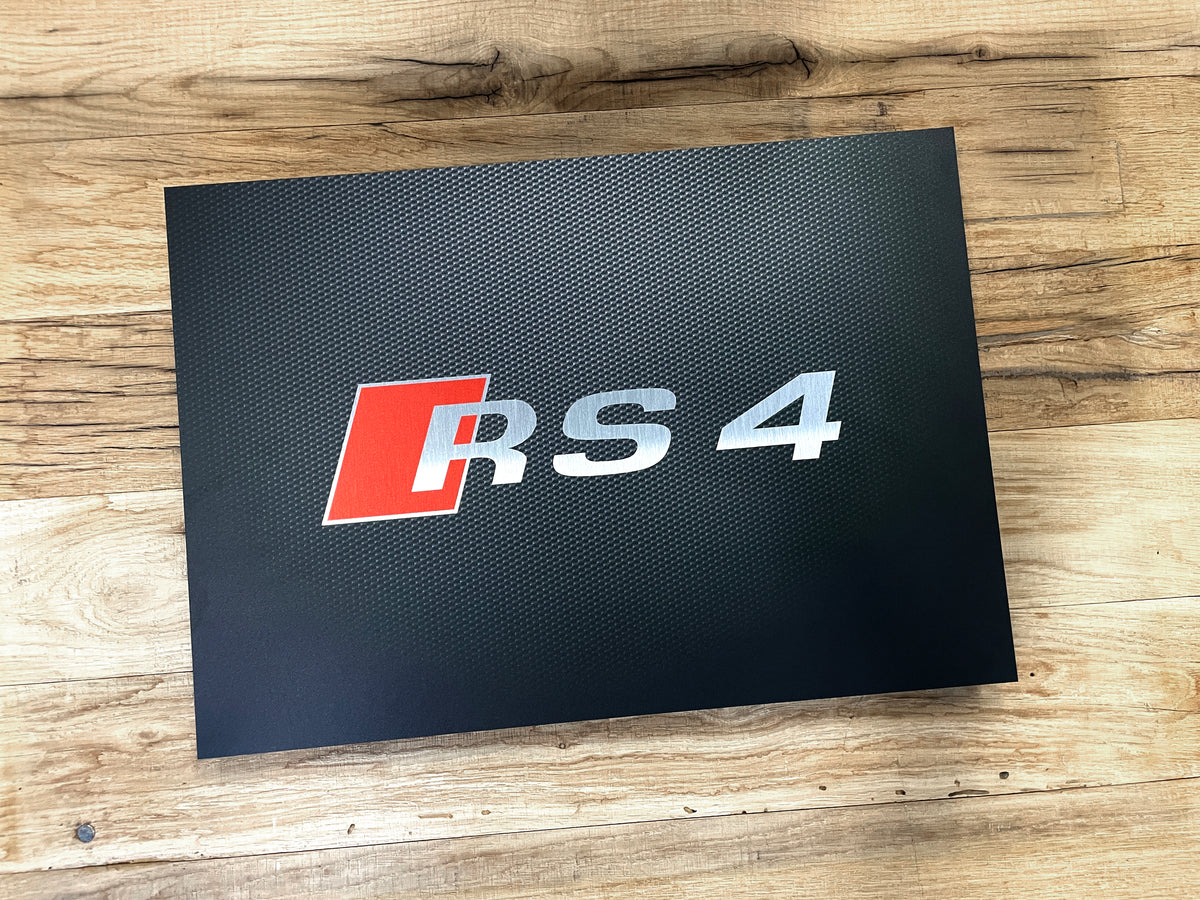 Reclamebord Audi RS4 logo embleem, groot 40x57cm aluminium