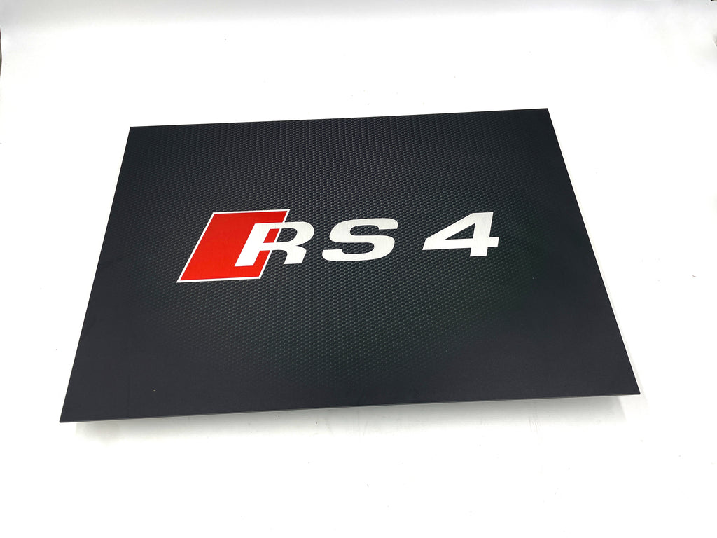 Reclamebord Audi RS4 logo embleem, groot 40x57cm aluminium
