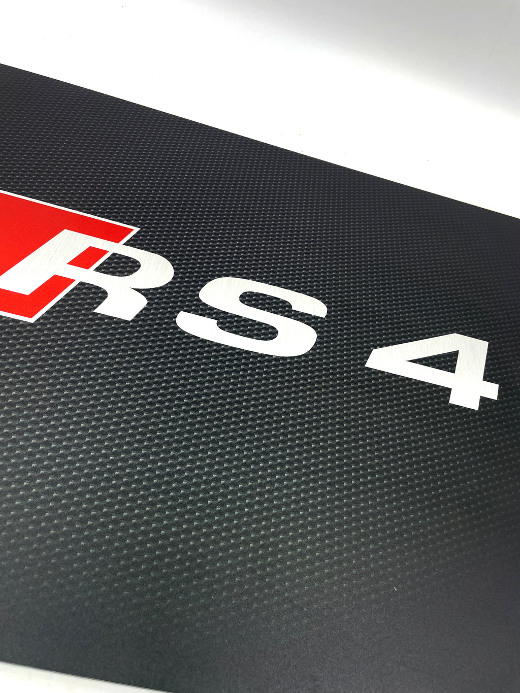 Reclamebord Audi RS4 logo embleem, groot 40x57cm aluminium