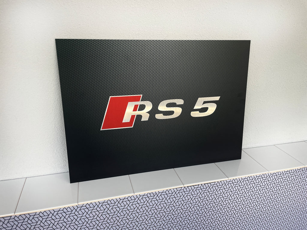 Reclamebord Audi RS5 logo embleem, groot 40x57cm aluminium